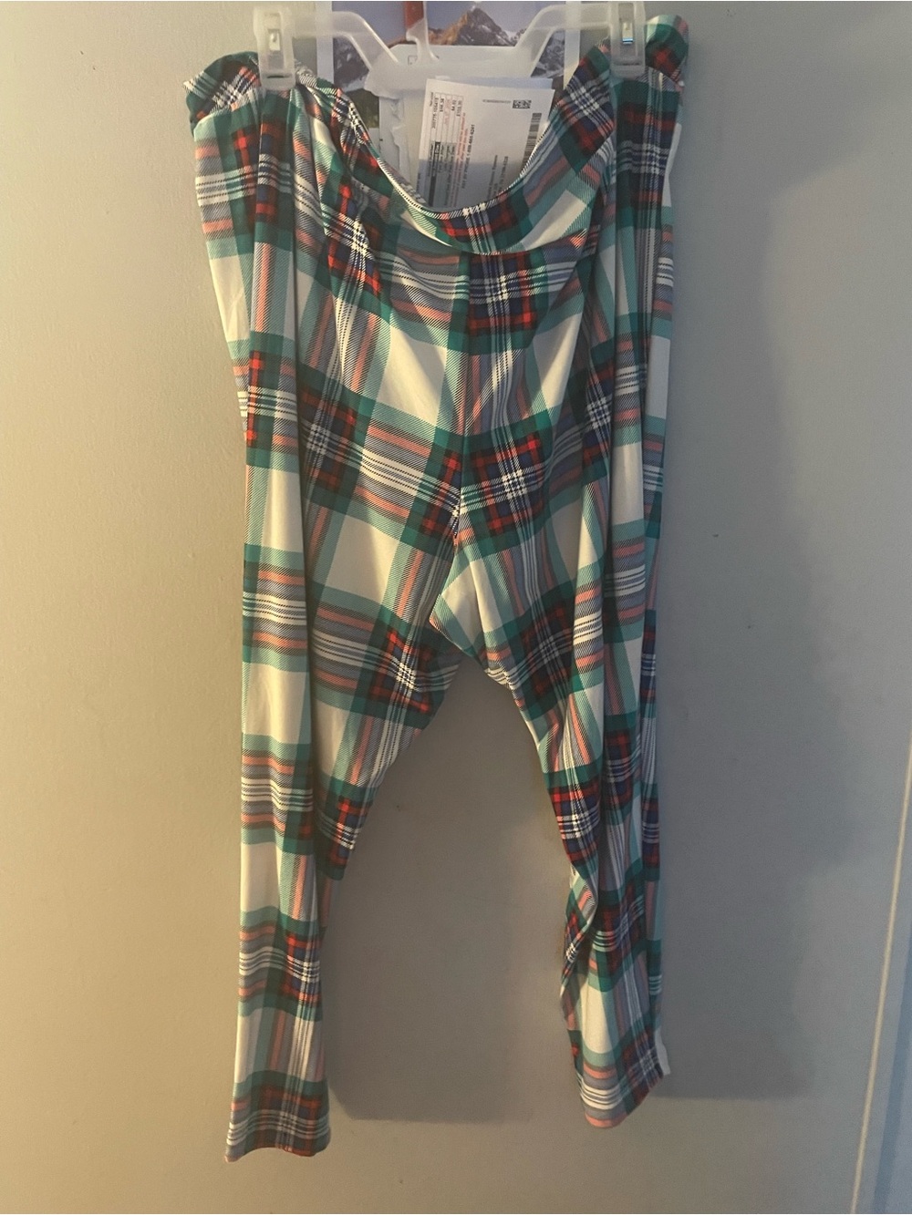 Women’s Plaid Leggings in Teal & White